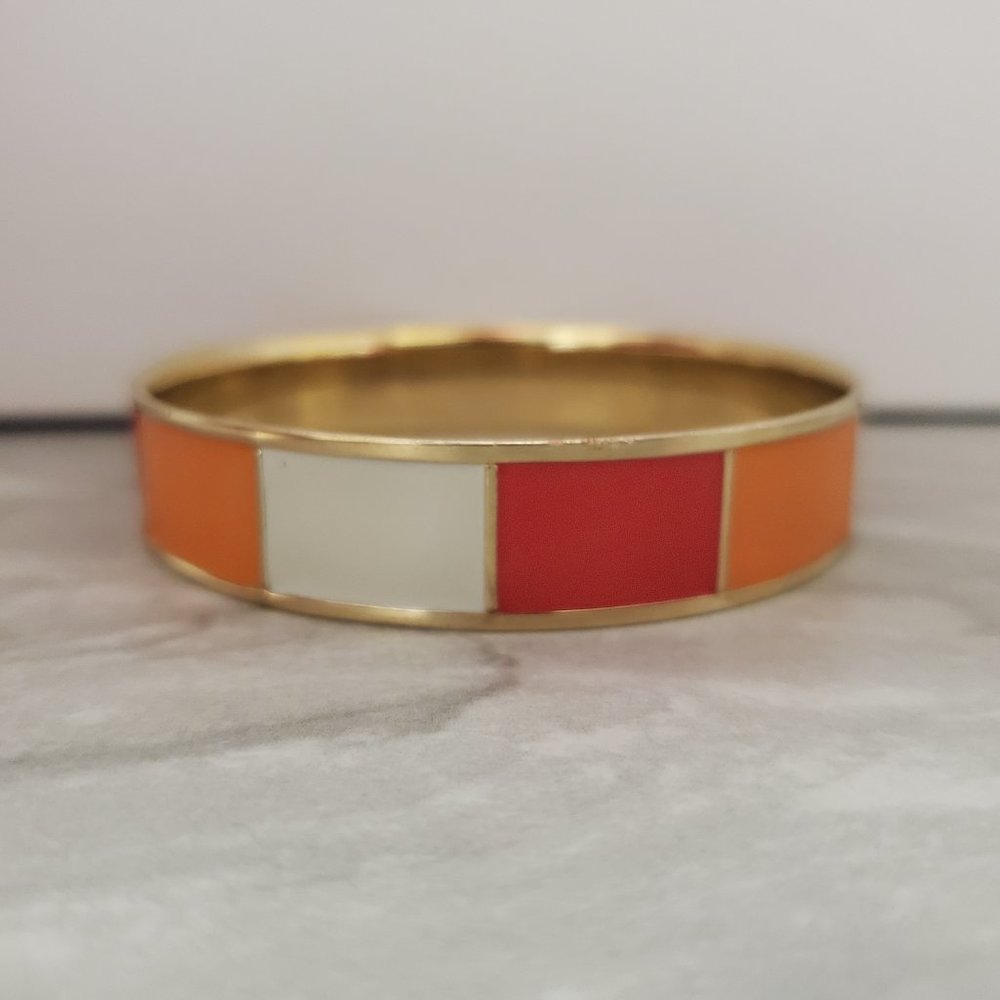 J. Crew Orange, White and Red Enamel Bangle Bracelet - Picture 4 of 6